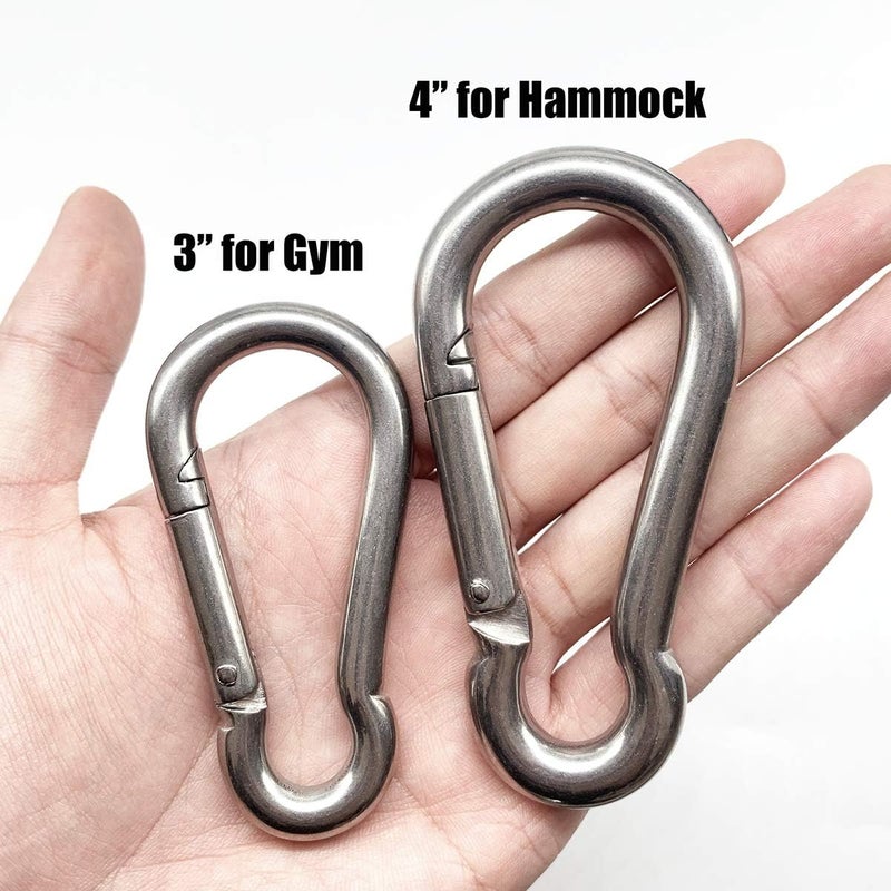 EFFIET 3.15 Inches 4 Inches Stainless Steel Carabiner for Gym Equipment Connection, Heavy Duty Spring Snap Hook Clips Buckle for Gym Exercise, Punching Bags, Hiking, Camping - Image 5